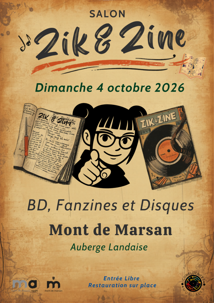 Affiche Salon zik & zine du dimanche 4 octobre 2026 à l'auberge landaise à mont-de-marsan